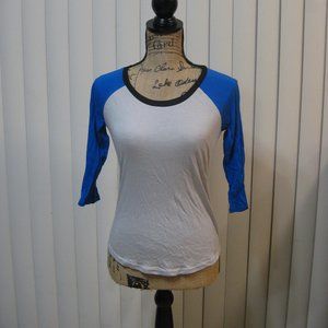 NWT Express blue white raglan baseball tee top XS